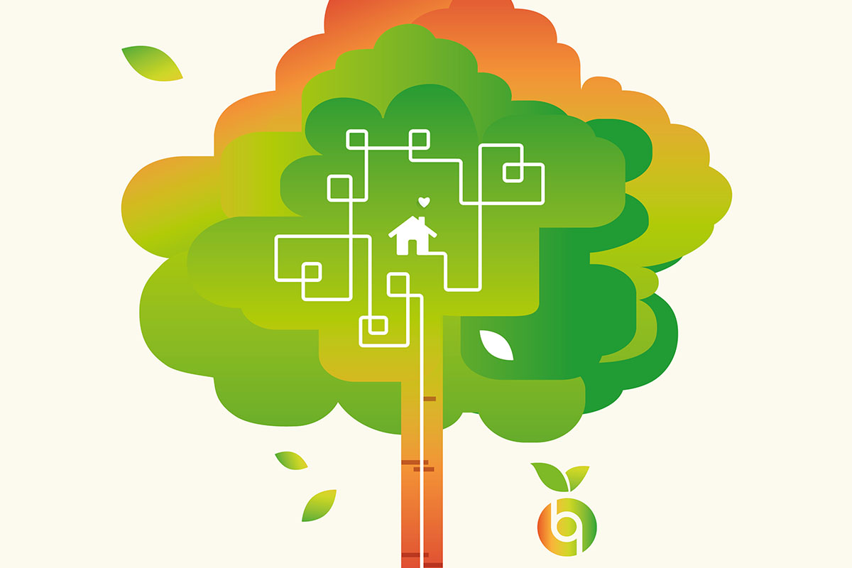 träd i flera färger, illustration