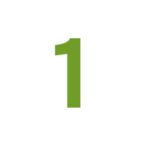 vit cirkel med siffran ett i grönt