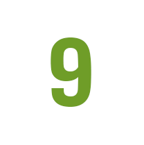 grön siffra nio i vit cirkel