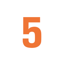 orange siffra fem i vit cirkel