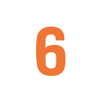 orange siffra sex i vit cirkel