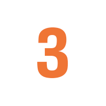 orange siffra tre i vit cirkel